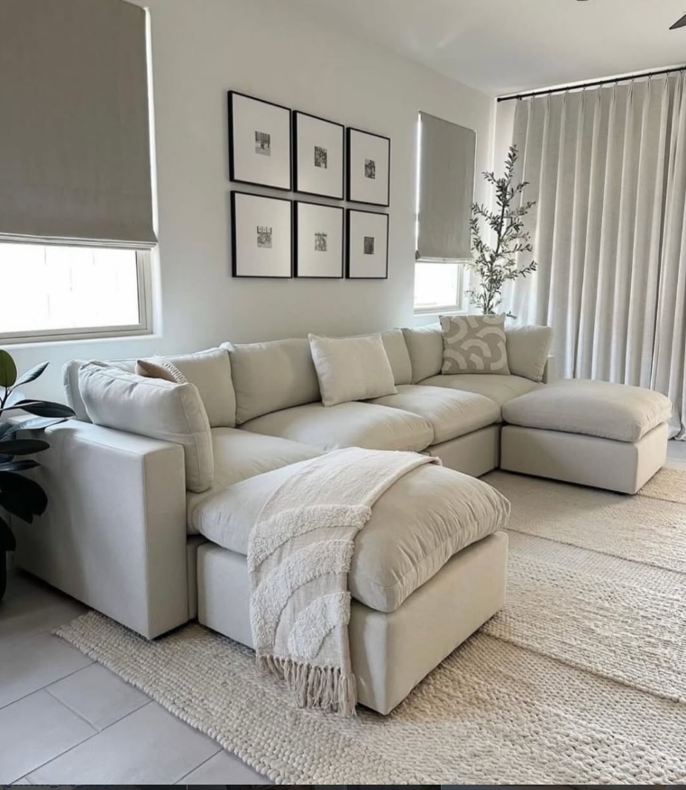 Custom luxury couch in a warm living room