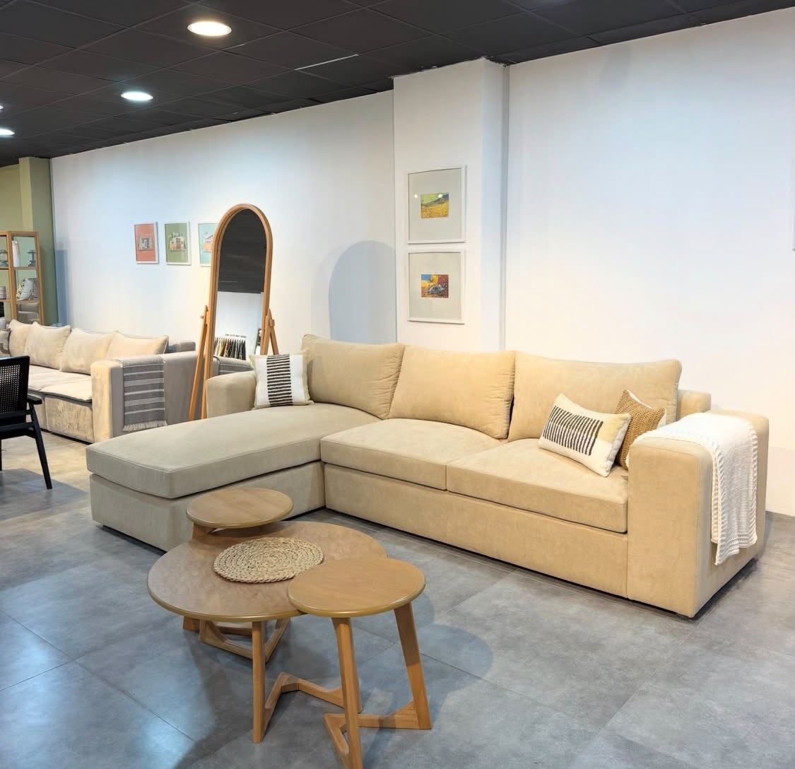 Furniture showroom with fabric samples